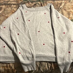 Universal Thread Gray Sweater with Red Heart Details